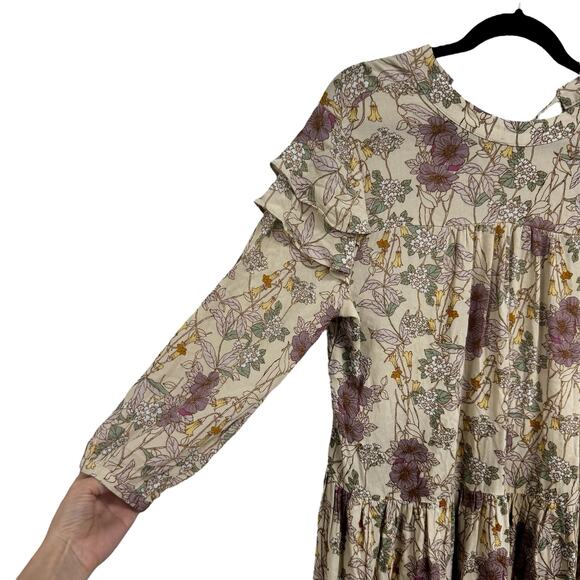 NWT A.N.A Sand Floral 3/4 Sleeve Creweneck Midi Shift Dress Womens Small - Picture 2 of 6